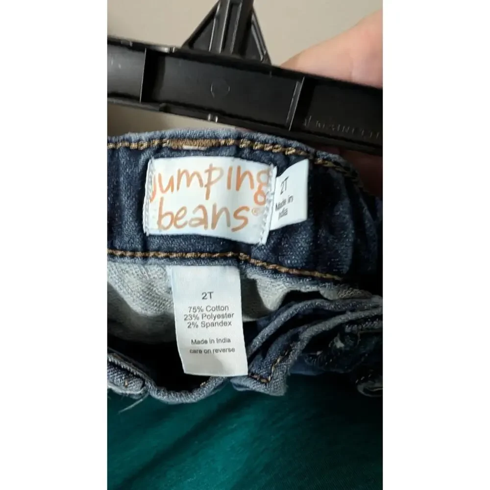 Boys Size 2T Outfit Old Navy Raglan Henley, Jumping Beans Jeans Blue White Green